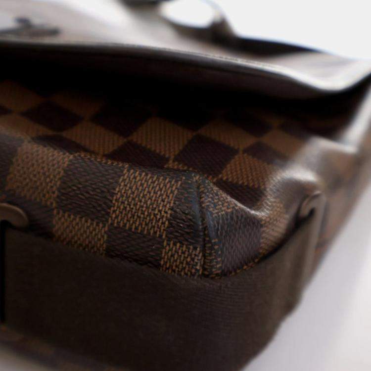 Pre Owned Louis Vuitton Brooklyn MM Brown Damier Ebene Coated Canvas Shoulder Bag