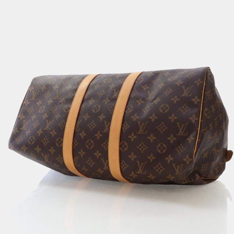 Pre Owned Louis Vuitton Keepall 45 Brown Monogram Coated Canvas Travel Bag