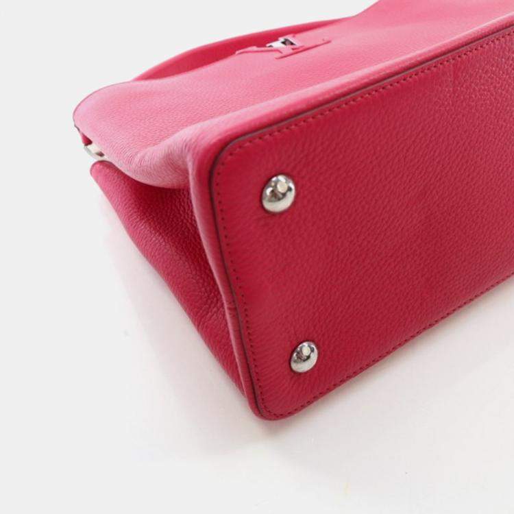 Pre Owned Louis Vuitton Capucine MM Red Pink Taurillon Leather Tote Bag