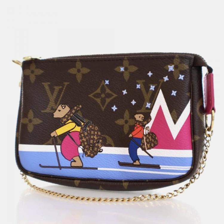 Pre Owned Louis Vuitton Christmas Animation Mini Pochette Monogram Canvas Bag