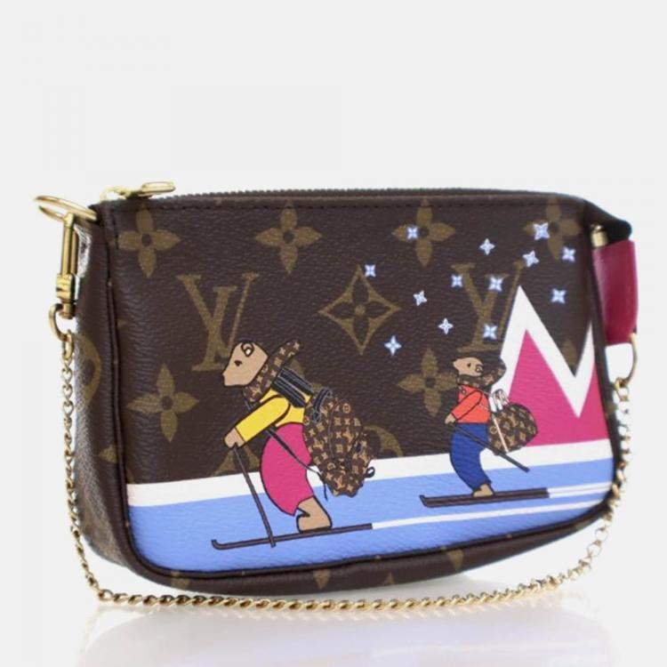 Pre Owned Louis Vuitton Christmas Animation Mini Pochette Monogram Canvas Bag