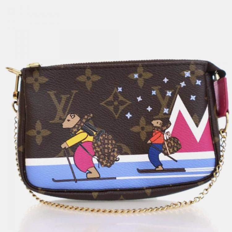 Pre Owned Louis Vuitton Christmas Animation Mini Pochette Monogram Canvas Bag