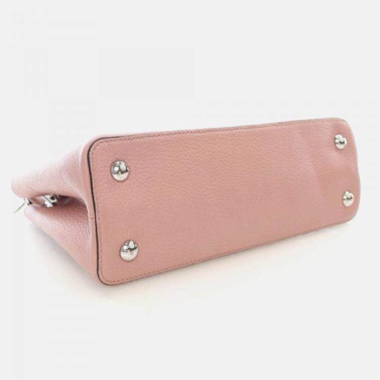 Pre Owned Louis Vuitton Capucines PM Pink Taurillon Leather Handbag