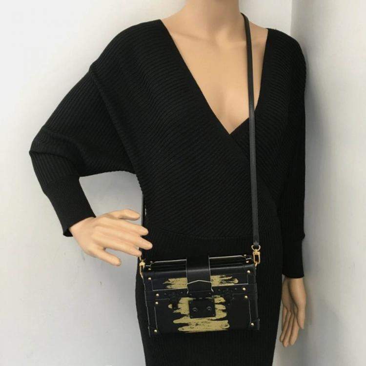 Pre Owned Louis Vuitton Petite Malle Black Monogram Canvas Clutch Bag