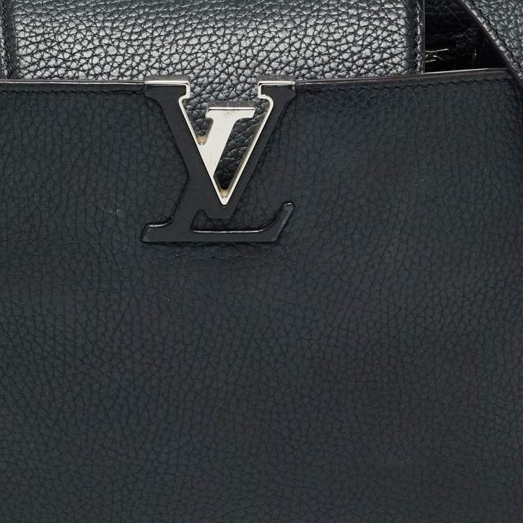 Pre Owned Louis Vuitton Black Leather and Python Capucines BB Bag