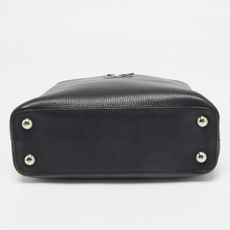Pre Owned Louis Vuitton Black Leather and Python Capucines BB Bag