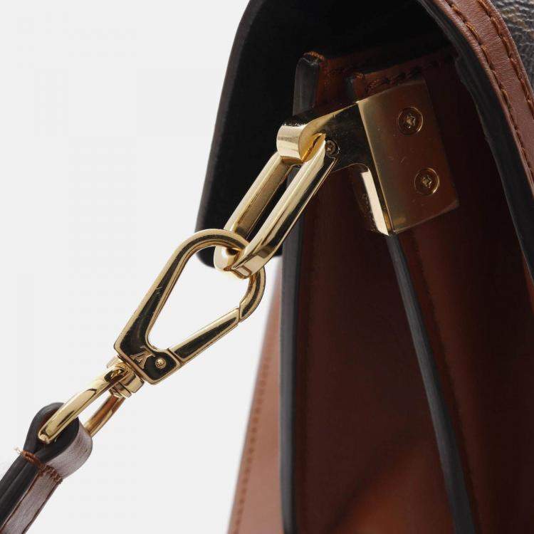 Pre Owned Louis Vuitton Dauphine Mini Brown Beige Monogram Reverse Coated Canvas Leather Shoulder Bag
