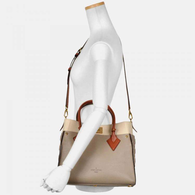 Pre Owned Louis Vuitton On My Side MM Beige Leather Handbag