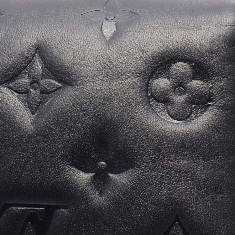 Pre Owned Louis Vuitton Black Monogram Embossed Puffy Lambskin Coussin Belt Bag