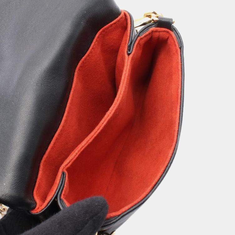 Pre Owned Louis Vuitton Black Monogram Embossed Puffy Lambskin Coussin Belt Bag