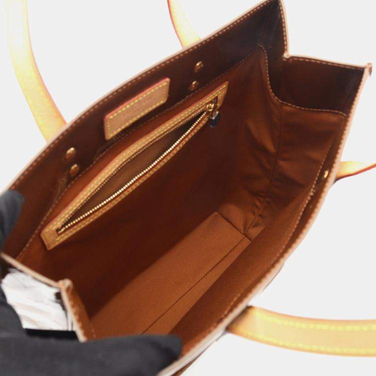 Pre Owned Louis Vuitton Lead Mm Tote Bag Vernis Leather Brown Bronze