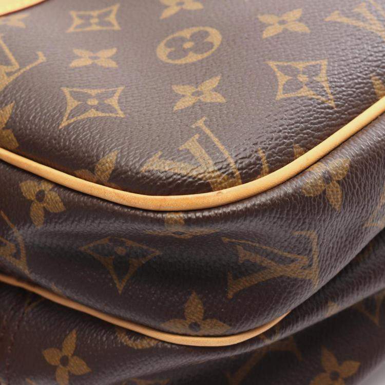 Pre Owned Louis Vuitton Reporter PM Brown Monogram Canvas Leather Crossbody Bag