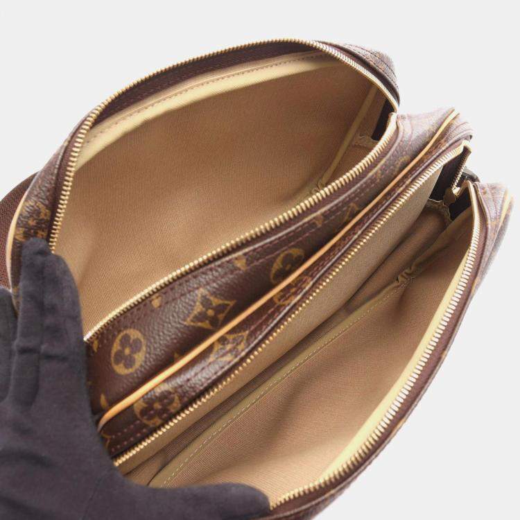 Pre Owned Louis Vuitton Reporter PM Brown Monogram Canvas Leather Crossbody Bag