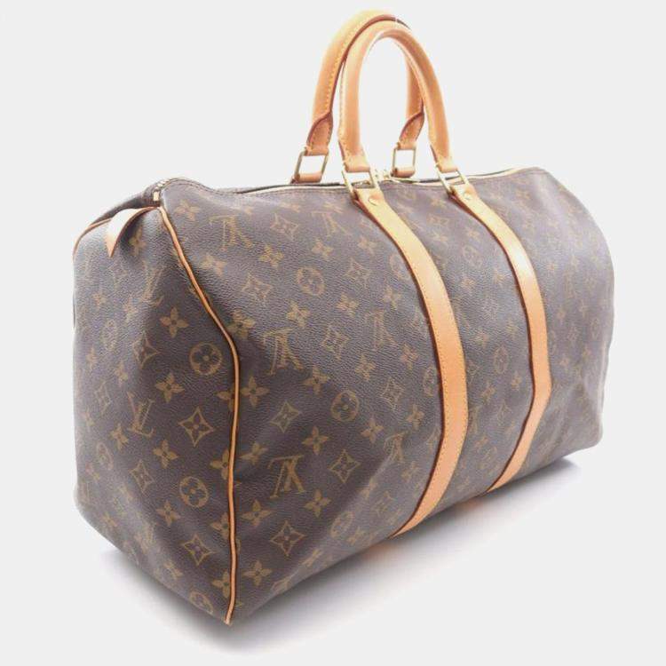 Pre Owned Louis Vuitton Keepall 45 Brown Monogram Canvas Travel Bag