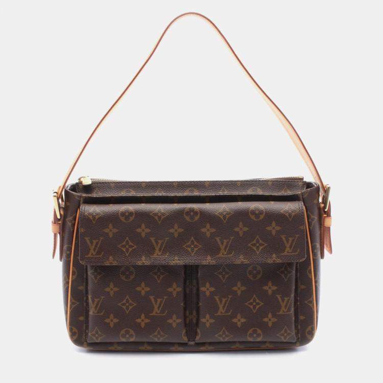 Pre Owned Louis Vuitton Vivacite GM Brown Monogram Canvas Shoulder Bag