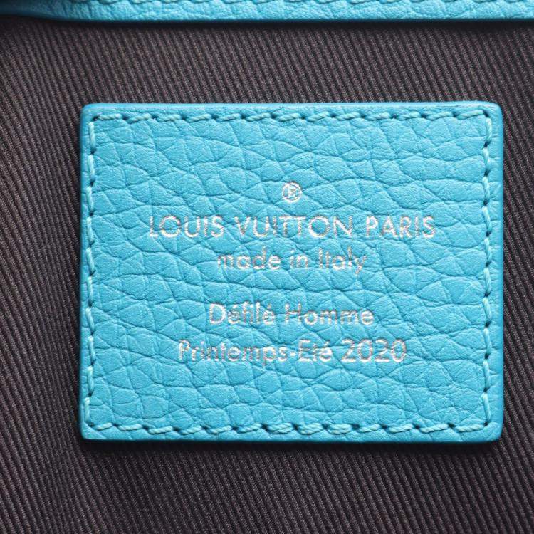 Pre Owned Louis Vuitton Sac Plat Blue Taurillon Leather Messenger Tote Bag