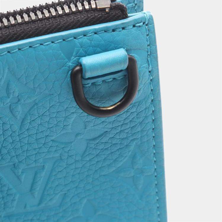 Pre Owned Louis Vuitton Sac Plat Blue Taurillon Leather Messenger Tote Bag