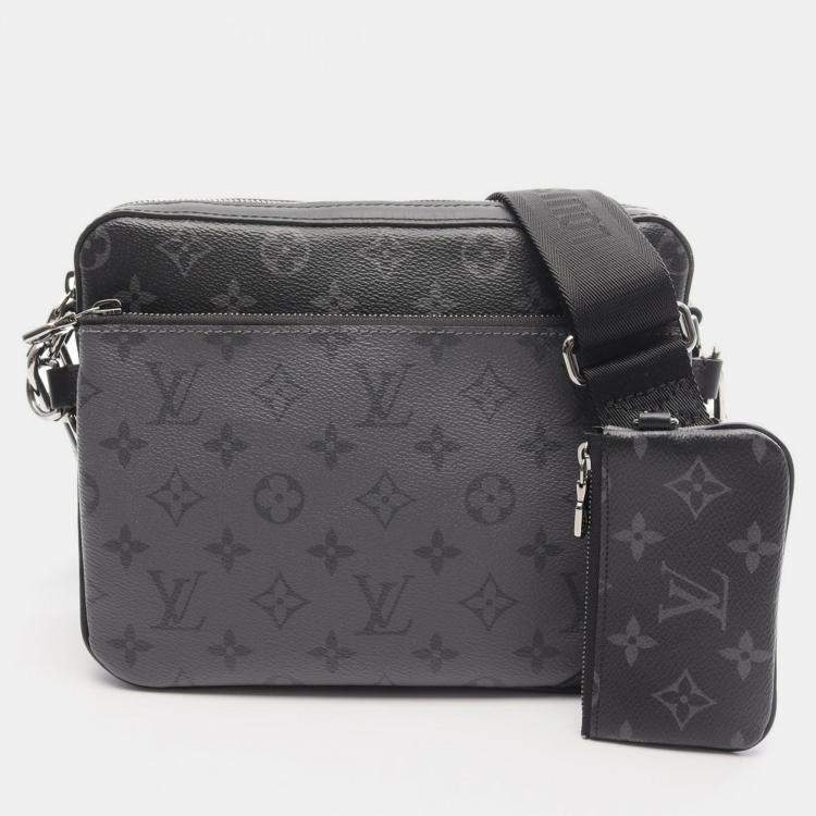 Pre Owned Louis Vuitton Trio Messenger Black Monogram Eclipse Canvas Crossbody Bag