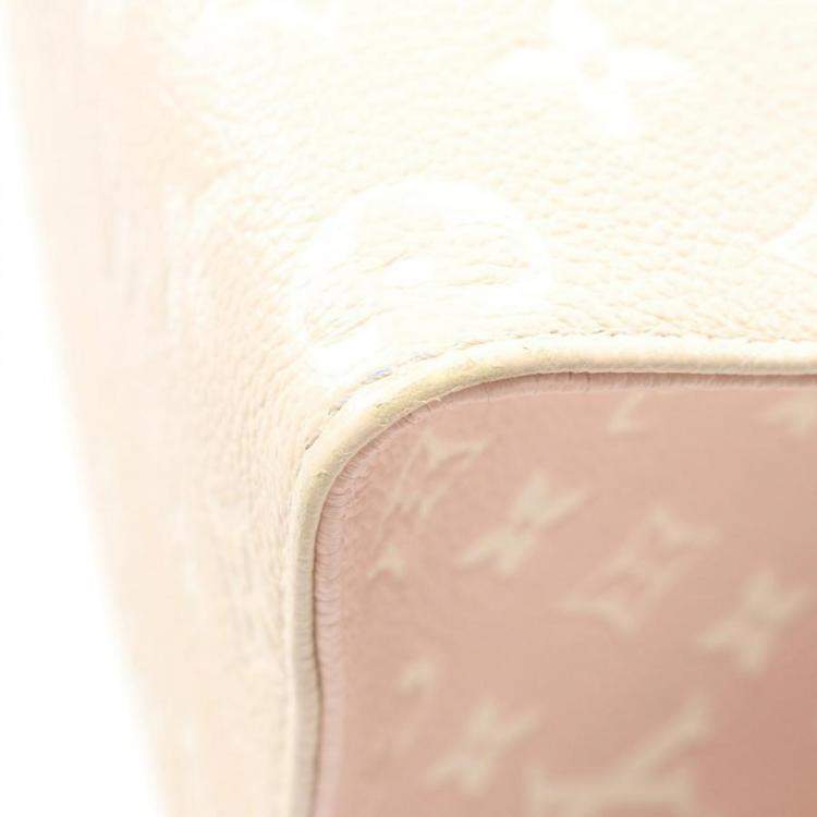 Pre Owned Louis Vuitton OnTheGo MM Rose Beige Monogram Empreinte Leather Tote Bag