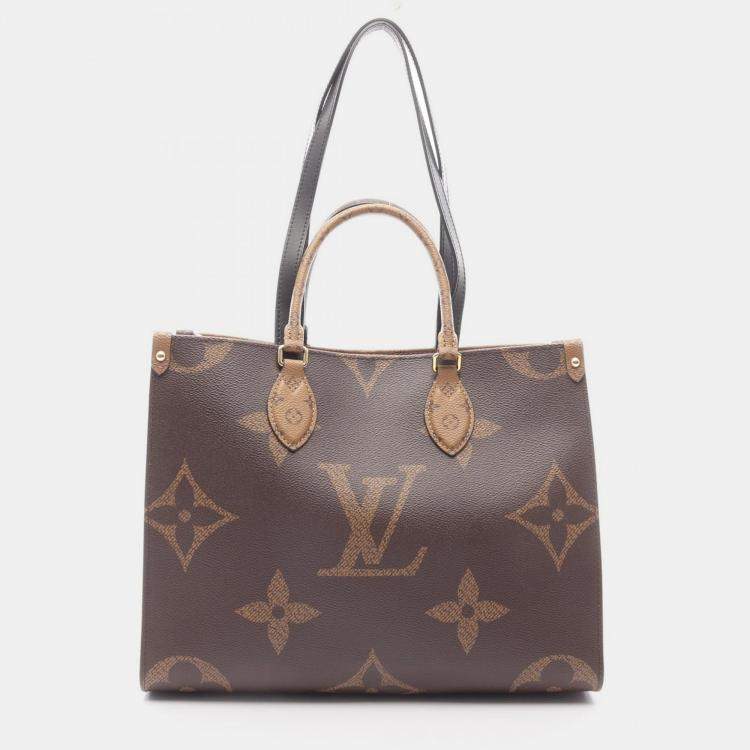 Pre Owned Louis Vuitton OnTheGo MM Brown Monogram Giant Reverse Canvas Tote Bag