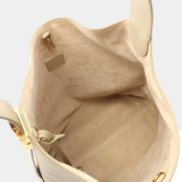 Pre Owned Louis Vuitton Low Key Hobo MM Limestone Leather Shoulder Bag