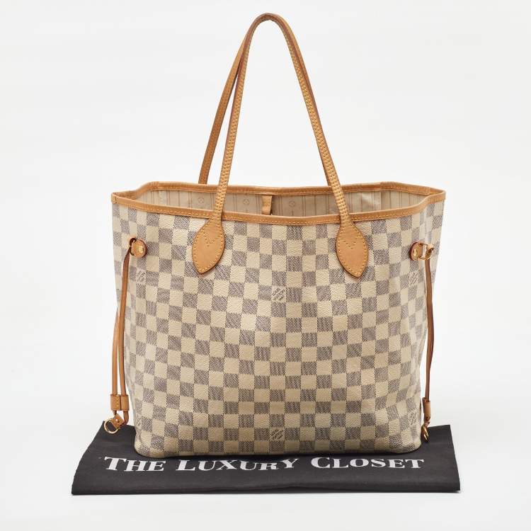 Pre Owned Louis Vuitton Damier Azur Canvas Neverfull MM Bag