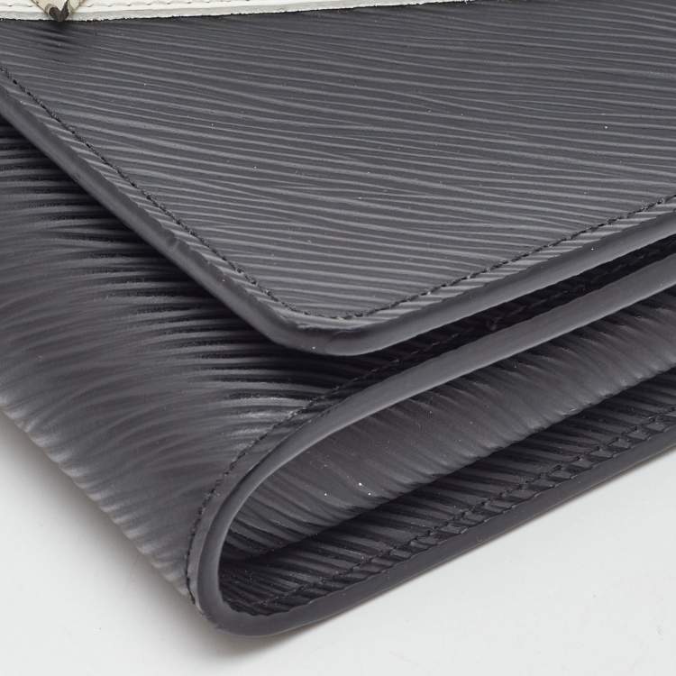 Pre Owned Louis Vuitton Black Epi Leather and Monogram Canvas Studded Twist Wallet on Chain
