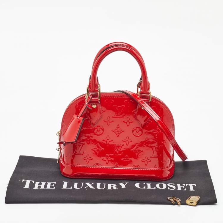 Pre Owned Louis Vuitton Cerise Monogram Vernis Alma BB Bag