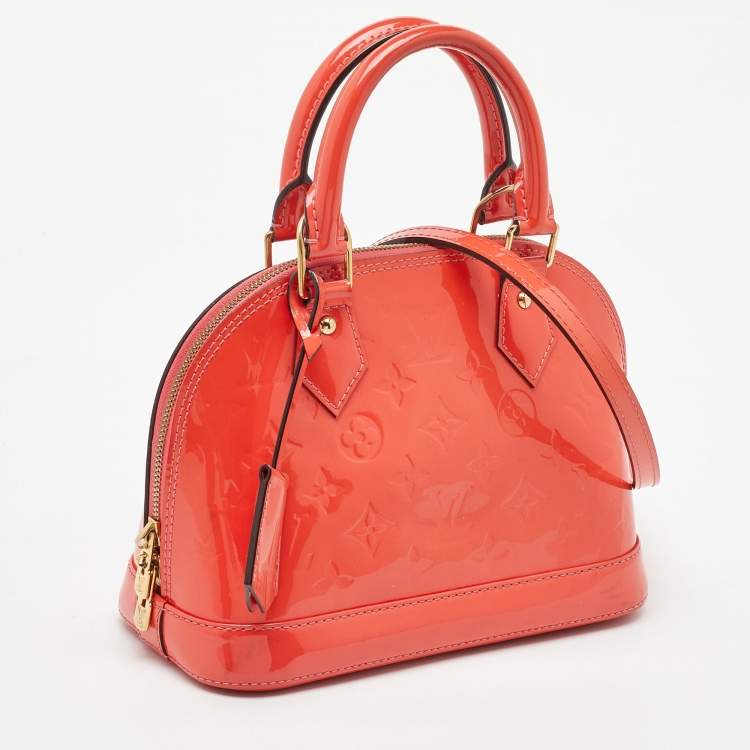 Pre Owned Louis Vuitton Rose Litchi Monogram Vernis Alma BB Bag