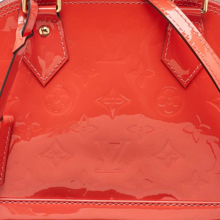 Pre Owned Louis Vuitton Rose Litchi Monogram Vernis Alma BB Bag