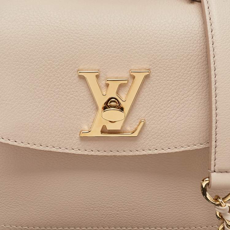 Pre Owned Louis Vuitton Greige Leather LockMe Ever Mini Bag