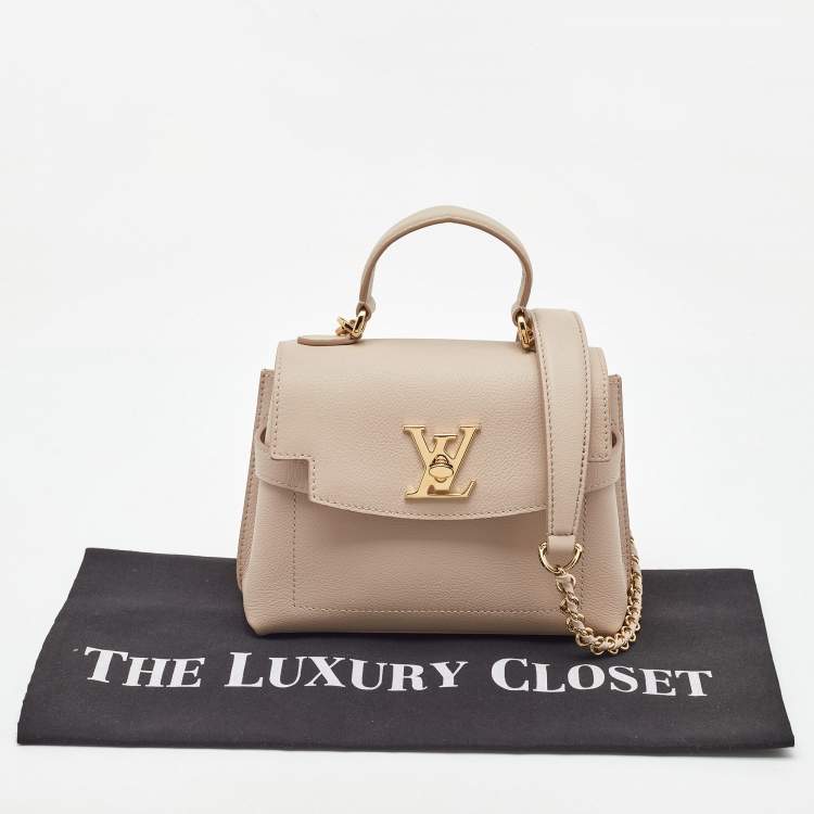 Pre Owned Louis Vuitton Greige Leather LockMe Ever Mini Bag