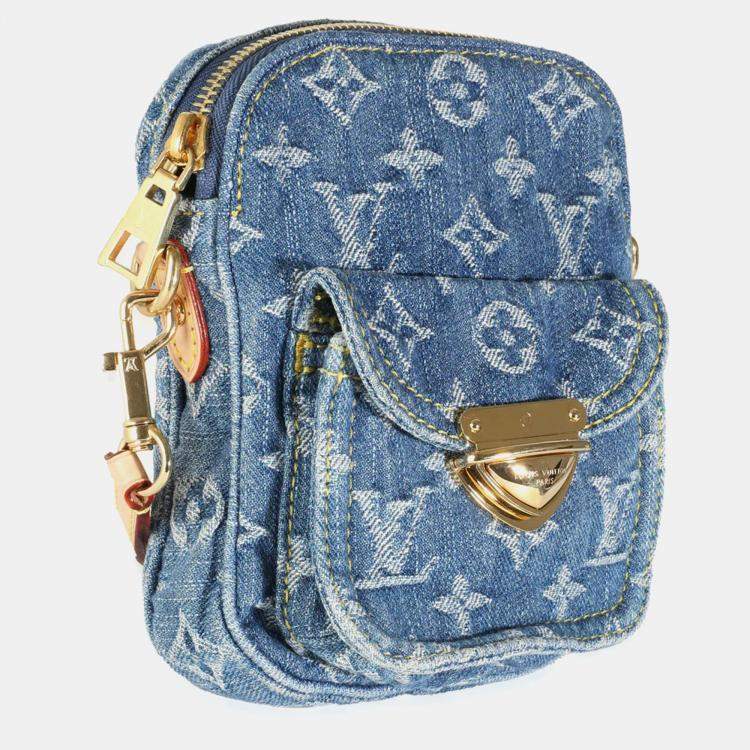 Pre Owned Louis Vuitton Blue Monogram Denim Fairfax Pochette