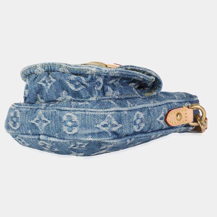 Pre Owned Louis Vuitton Blue Monogram Denim Fairfax Pochette