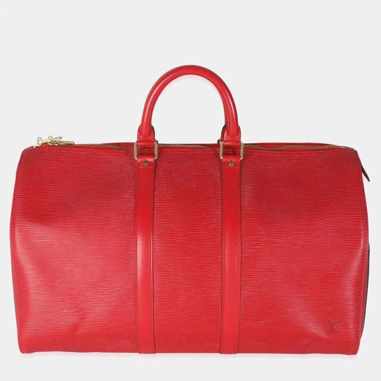 Pre Owned Louis Vuitton Vintage Red Epi Leather Keepall 45 Bag