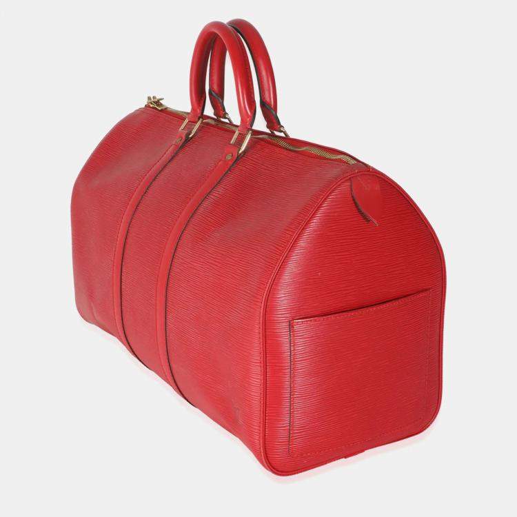 Pre Owned Louis Vuitton Vintage Red Epi Leather Keepall 45 Bag