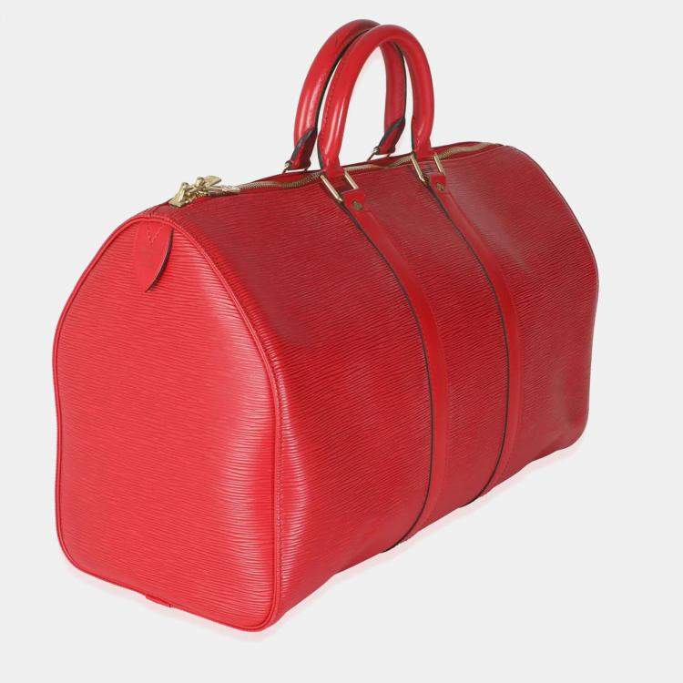 Pre Owned Louis Vuitton Vintage Red Epi Leather Keepall 45 Bag