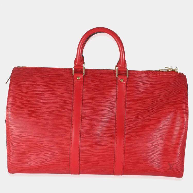 Pre Owned Louis Vuitton Vintage Red Epi Leather Keepall 45 Bag
