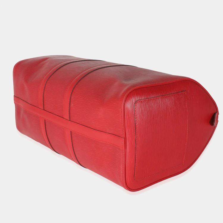 Pre Owned Louis Vuitton Vintage Red Epi Leather Keepall 45 Bag