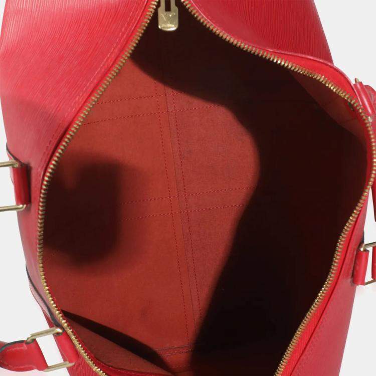 Pre Owned Louis Vuitton Vintage Red Epi Leather Keepall 45 Bag