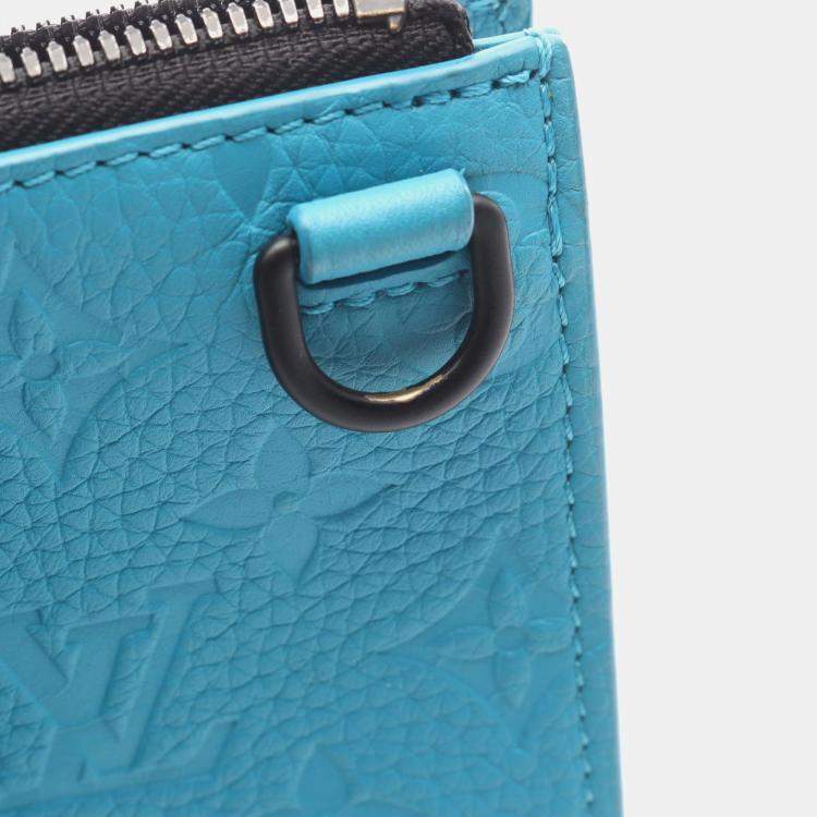 Pre Owned Louis Vuitton Blue Monogram Taurillon Sac Plat