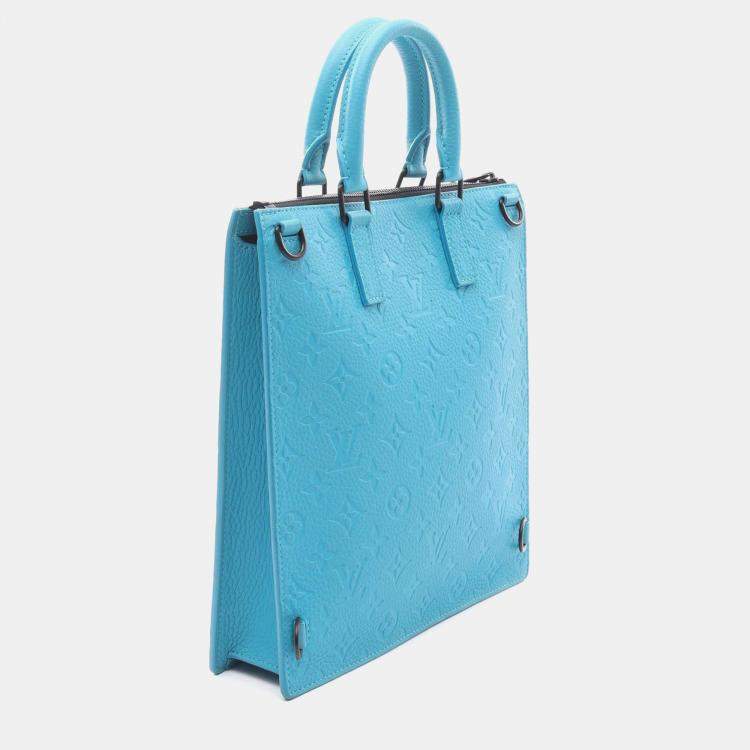 Pre Owned Louis Vuitton Blue Monogram Taurillon Sac Plat
