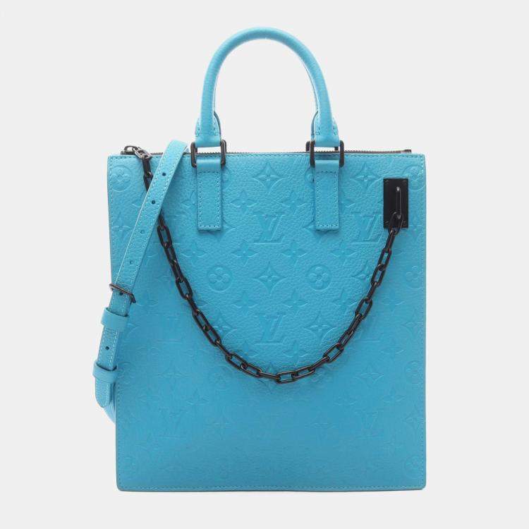 Pre Owned Louis Vuitton Blue Monogram Taurillon Sac Plat