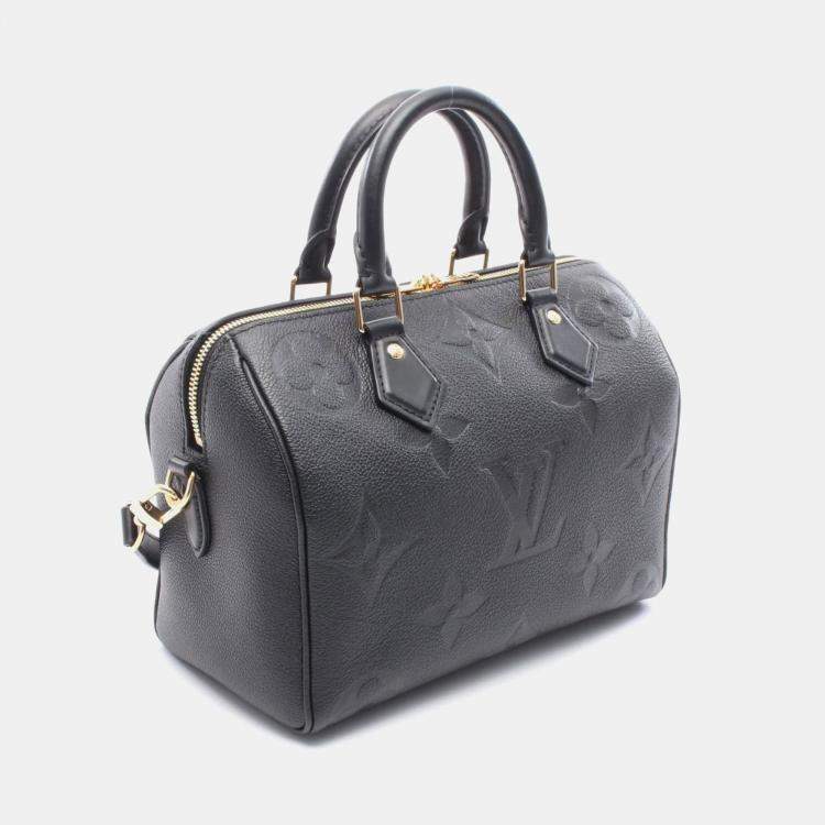 Pre Owned Louis Vuitton Speedy Bandouliere 25 Black Monogram Empreinte Giant Leather Shoulder Bag