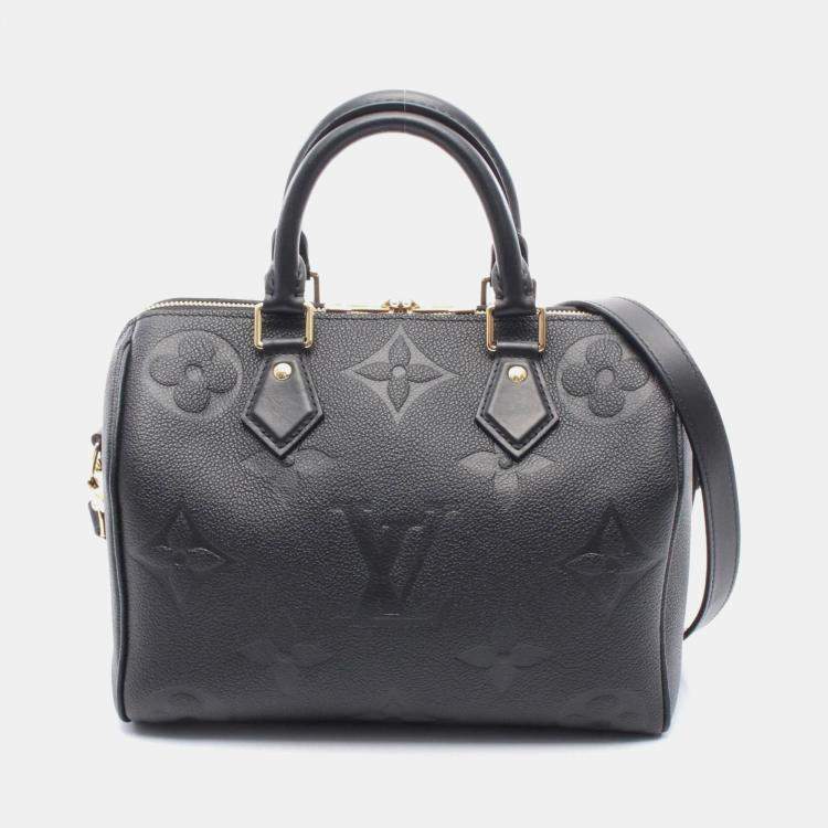 Pre Owned Louis Vuitton Speedy Bandouliere 25 Black Monogram Empreinte Giant Leather Shoulder Bag