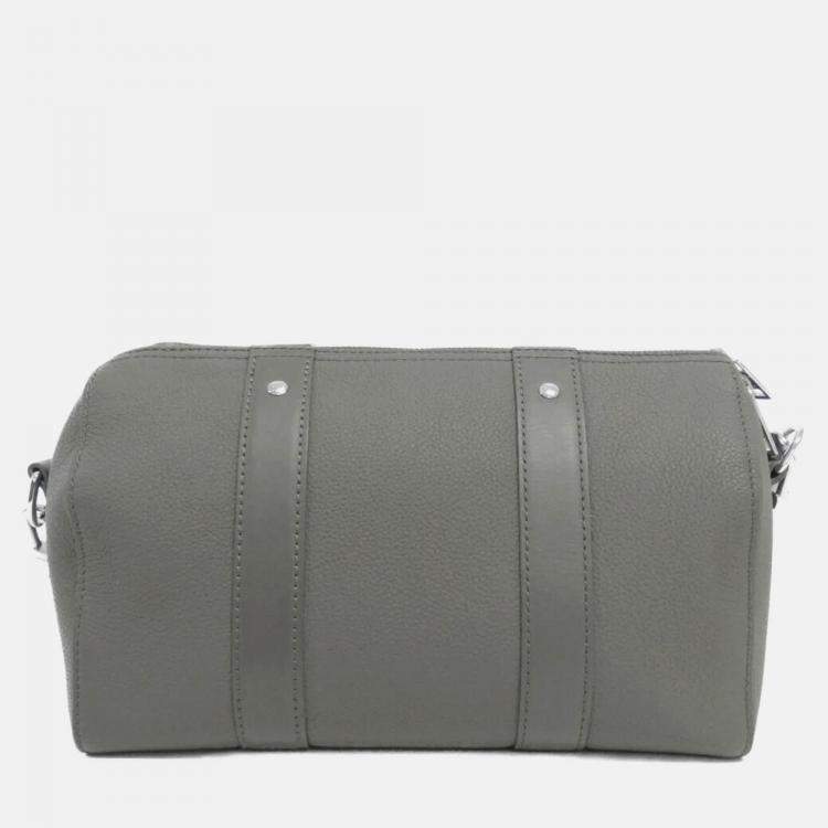 Pre Owned Louis Vuitton City Keepall LV Aerogram Black Leather Boston Bag