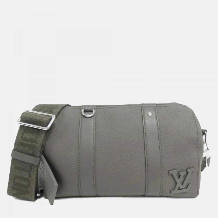 Pre Owned Louis Vuitton City Keepall LV Aerogram Black Leather Boston Bag