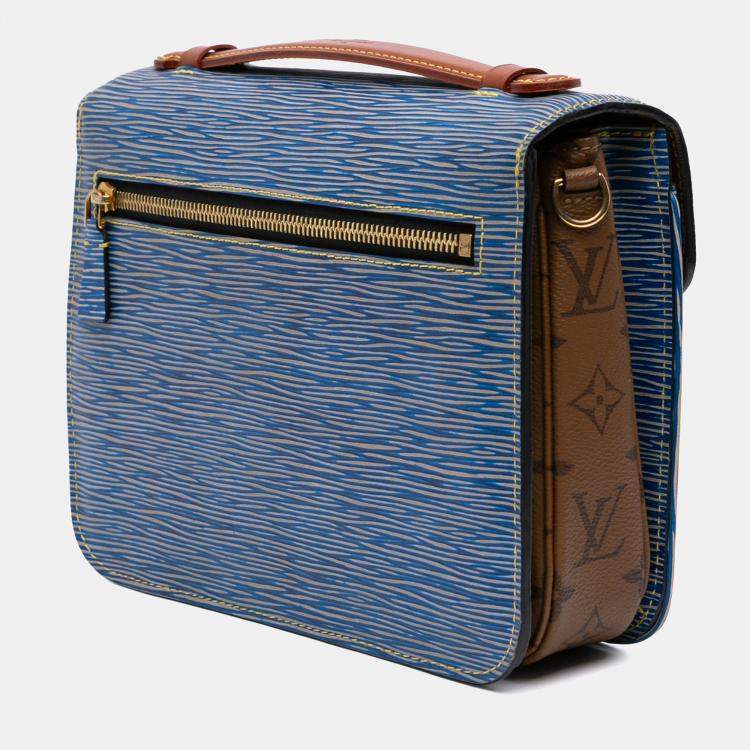 Pre Owned Louis Vuitton Blue Brown Epi Denim Pochette Metis