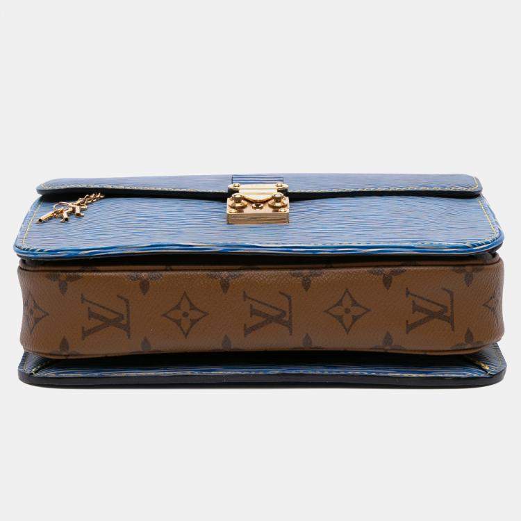 Pre Owned Louis Vuitton Blue Brown Epi Denim Pochette Metis