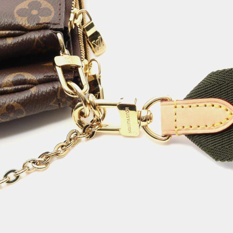 Pre Owned Louis Vuitton Multi Pochette Accessoires Brown Khaki Monogram Coated Canvas Shoulder Bag